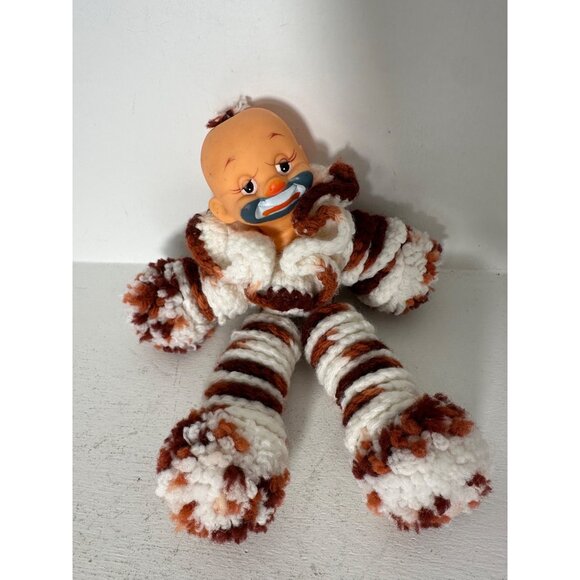 Vintage Handmade Yarn Doll With Baby clown  Face - Picture 6 of 6